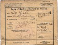 Carte identité d'hommes de troupe